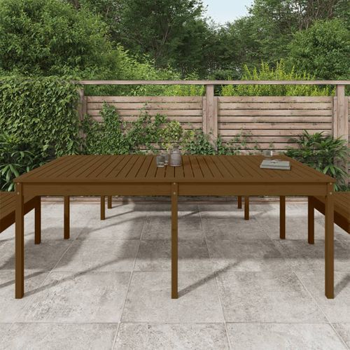 Table de jardin marron miel 203,5x100x76 cm bois massif de pin - Photo n°3; ?>