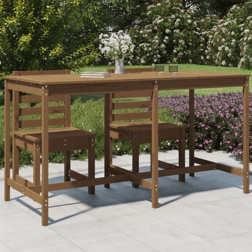 Table de jardin marron miel 203,5x90x110 cm bois massif de pin - Photo n°2; ?>