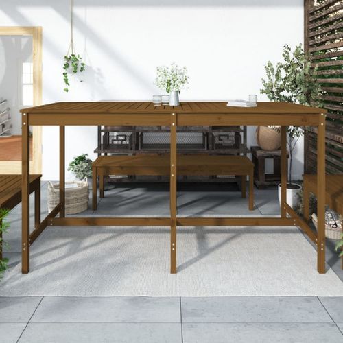 Table de jardin marron miel 203,5x90x110 cm bois massif de pin - Photo n°3; ?>