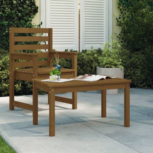 Table de jardin marron miel 82,5x50,5x45 cm bois massif de pin - Photo n°2; ?>