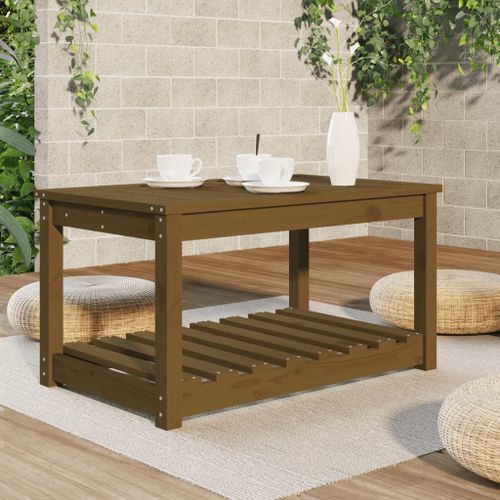 Table de jardin marron miel 82,5x50,5x45 cm bois massif de pin - Photo n°3; ?>