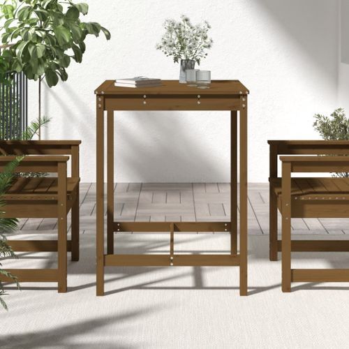 Table de jardin marron miel 82,5x82,5x110 cm bois massif de pin - Photo n°3; ?>