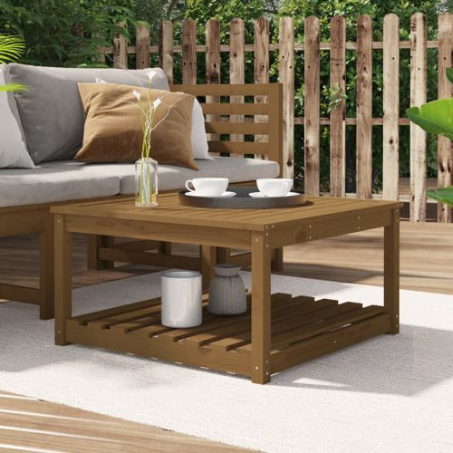 Table de jardin marron miel 82,5x82,5x45 cm bois massif de pin - Photo n°2; ?>