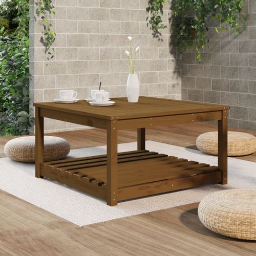 Table de jardin marron miel 82,5x82,5x45 cm bois massif de pin - Photo n°3; ?>