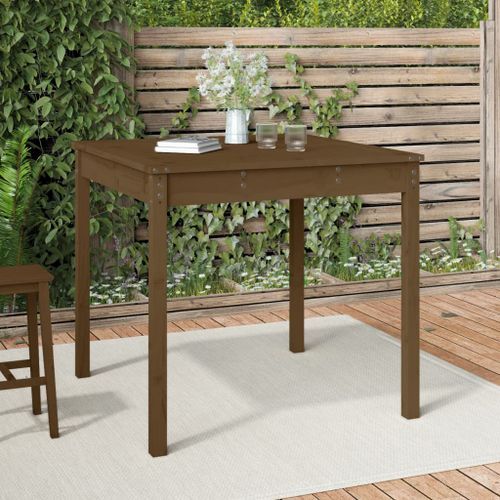 Table de jardin marron miel 82,5x82,5x76 cm bois massif de pin - Photo n°2; ?>