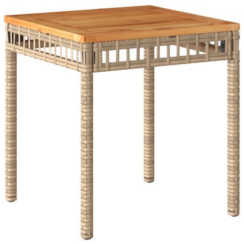 Table de jardin mélange beige 38x38x42 cm rotin et bois acacia - Photo n°2; ?>