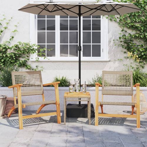 Table de jardin mélange beige 38x38x42 cm rotin et bois acacia - Photo n°3; ?>