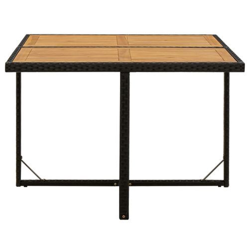 Table de jardin Noir 109x107x74 cm Résine tressée bois massif - Photo n°3; ?>