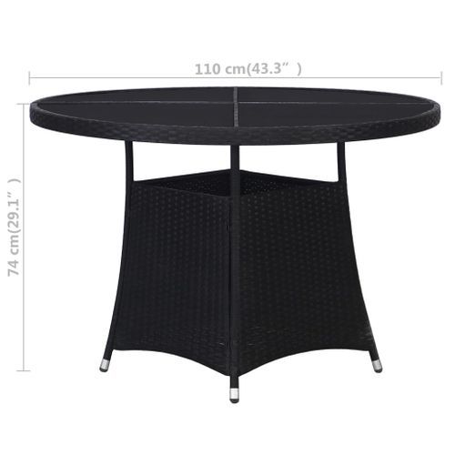 Table de jardin noir Ø110x74 cm résine tressée - Photo n°3; ?>