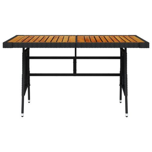 Table de jardin Noir 130x70x72 cm Résine tressée et acacia - Photo n°2; ?>