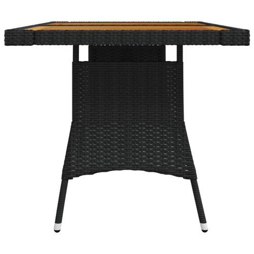 Table de jardin Noir 130x70x72 cm Résine tressée et acacia - Photo n°3; ?>