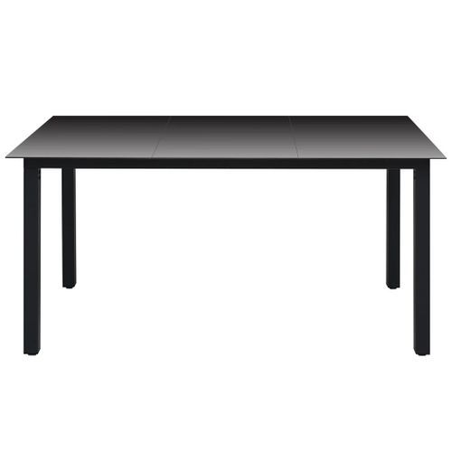 Table de jardin Noir 150 x 90 x 74 cm Aluminium et verre - Photo n°2; ?>