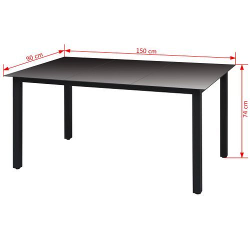 Table de jardin Noir 150 x 90 x 74 cm Aluminium et verre - Photo n°3; ?>