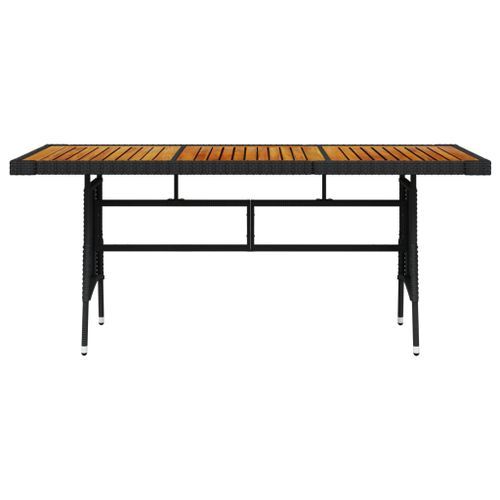 Table de jardin Noir 160x70x72 cm Résine tressée et acacia - Photo n°2; ?>