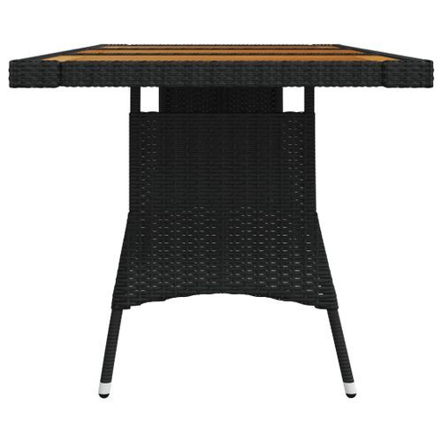 Table de jardin Noir 160x70x72 cm Résine tressée et acacia - Photo n°3; ?>