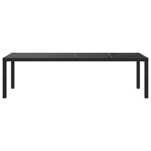 Table de jardin Noir 250x100x75 cm Verre trempé et poly rotin 2 - Photo n°3; ?>