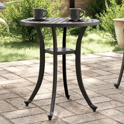 Table de jardin noir Ø48x53 cm aluminium coulé - Photo n°2; ?>