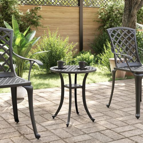 Table de jardin noir Ø48x53 cm aluminium coulé - Photo n°3; ?>