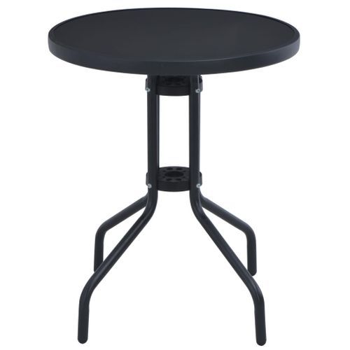 Table de jardin Noir 60 cm Acier et verre 2 - Photo n°2; ?>