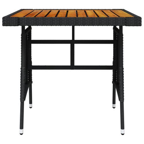 Table de jardin Noir 70x70x72 cm Résine tressée et acacia - Photo n°2; ?>