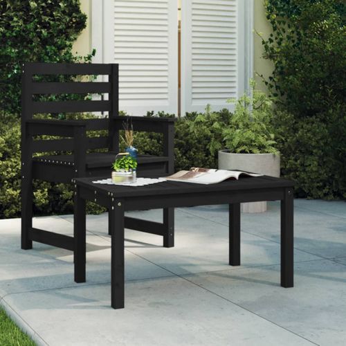 Table de jardin noir 82,5x50,5x45 cm bois massif de pin - Photo n°2; ?>