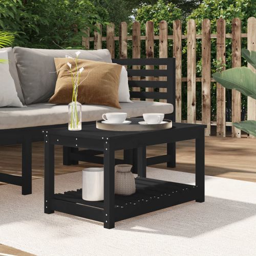 Table de jardin noir 82,5x50,5x45 cm bois massif de pin - Photo n°2; ?>