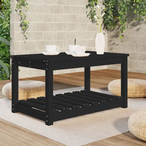 Table de jardin noir 82,5x50,5x45 cm bois massif de pin - Photo n°3; ?>