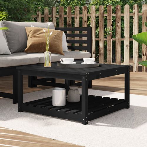 Table de jardin noir 82,5x82,5x45 cm bois massif de pin - Photo n°2; ?>