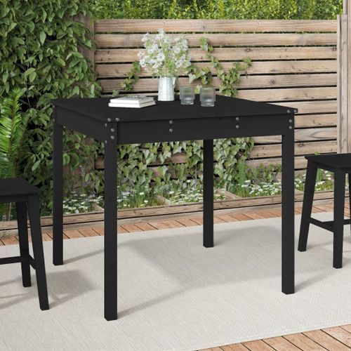 Table de jardin noir 82,5x82,5x76 cm bois massif de pin - Photo n°2; ?>