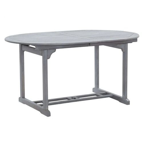 Table de jardin ovale extensible acacia massif gris Alline - Photo n°2; ?>