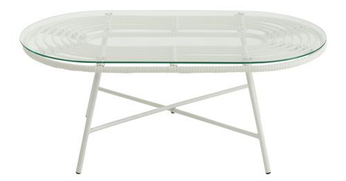 Table de jardin ovale métal et verre blanc Hiro L 90 cm - Photo n°2; ?>