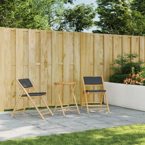 Table de jardin pliable Ø55x75 cm bambou - Photo n°3; ?>