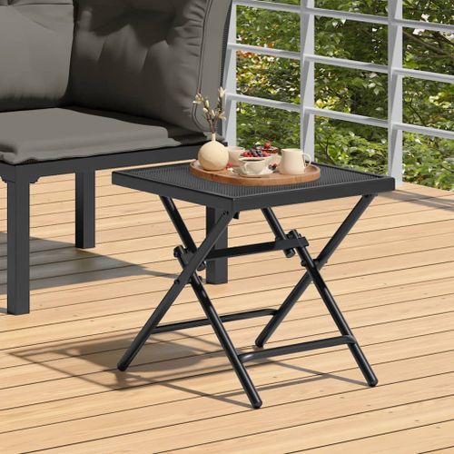 Table de jardin pliable anthracite 38x38x38 cm Treillis d'acier - Photo n°2; ?>