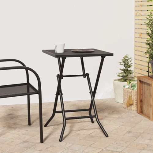 Table de jardin pliable anthracite 50x50x72 cm maille d'acier - Photo n°2; ?>