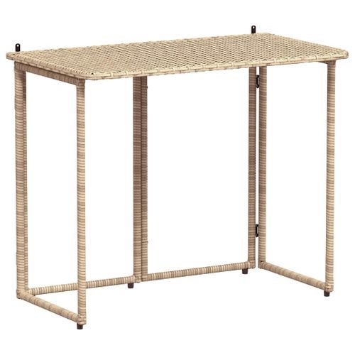 Table de jardin pliante beige 90 x 51 x 75 cm polyrotin - Photo n°2; ?>