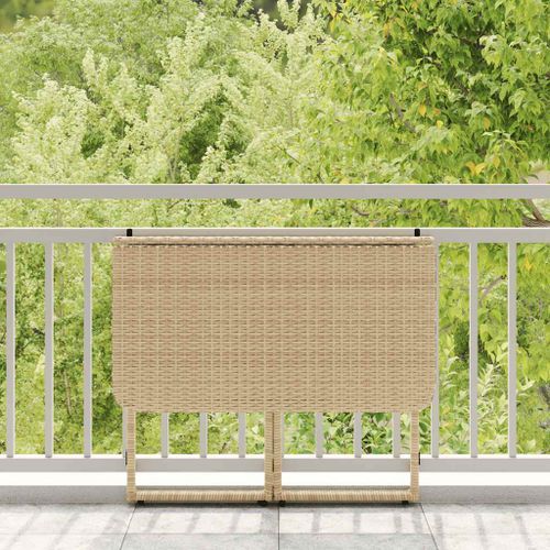 Table de jardin pliante beige 90 x 51 x 75 cm polyrotin - Photo n°3; ?>