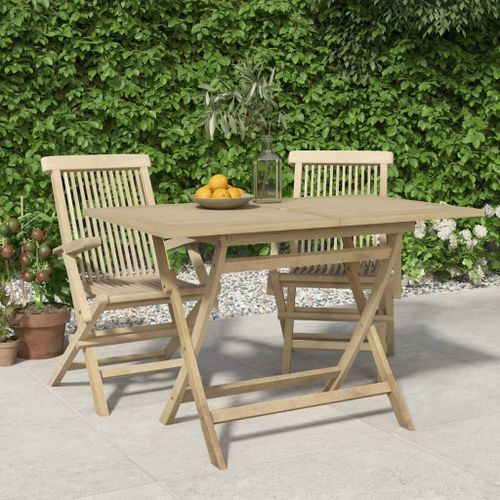 Table de jardin pliante gris 120x70x75 cm bois de teck solide - Photo n°2; ?>