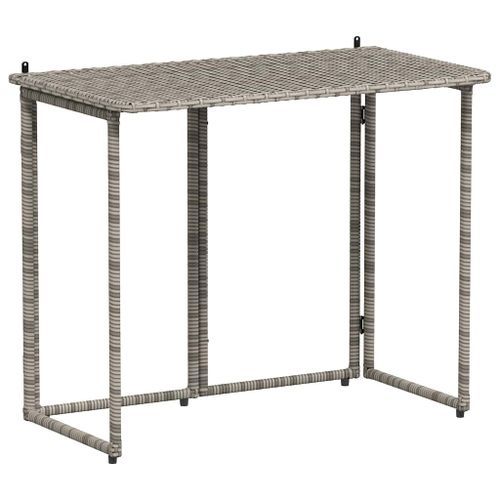 Table de jardin pliante gris 90 x 51 x 75 cm polyrotin - Photo n°2; ?>