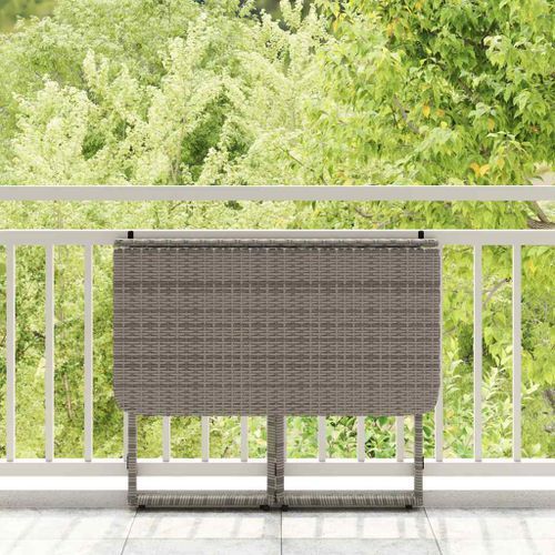 Table de jardin pliante gris 90 x 51 x 75 cm polyrotin - Photo n°3; ?>