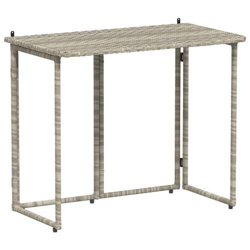 Table de jardin pliante gris clair 90 x 51 x 75 cm polyrotin - Photo n°2; ?>