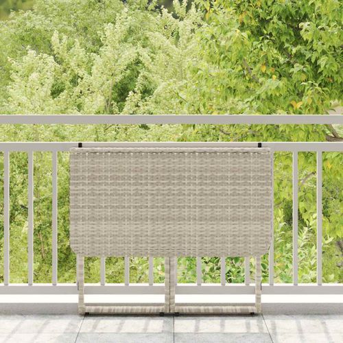 Table de jardin pliante gris clair 90 x 51 x 75 cm polyrotin - Photo n°3; ?>