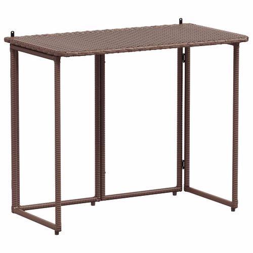 Table de jardin pliante marron 90 x 51 x 75 cm polyrotin - Photo n°2; ?>