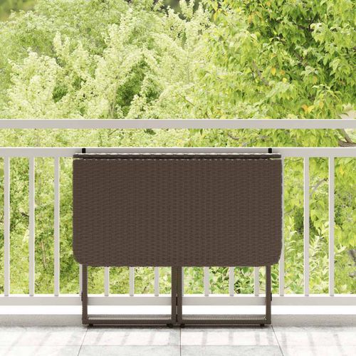 Table de jardin pliante marron 90 x 51 x 75 cm polyrotin - Photo n°3; ?>