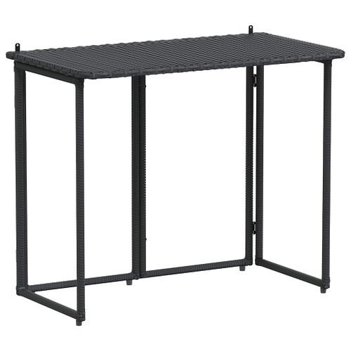 Table de jardin pliante noir 90 x 51 x 75 cm polyrotin - Photo n°2; ?>