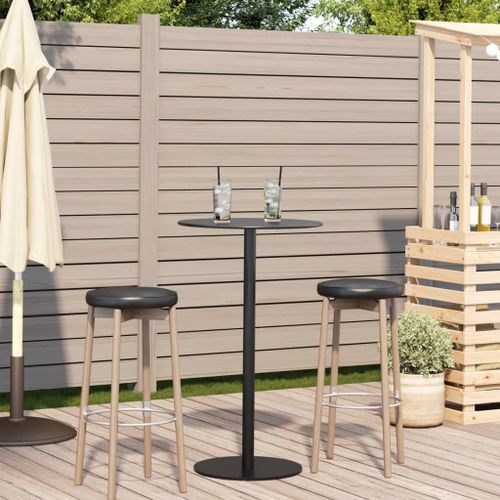 Table de jardin ronde noir Ø60x105 cm acier - Photo n°3; ?>