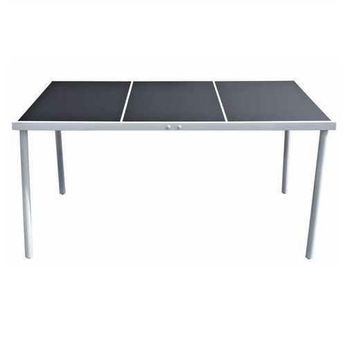 Table de jardin verre noir et pieds métal gris Keera 150 cm - Photo n°2; ?>