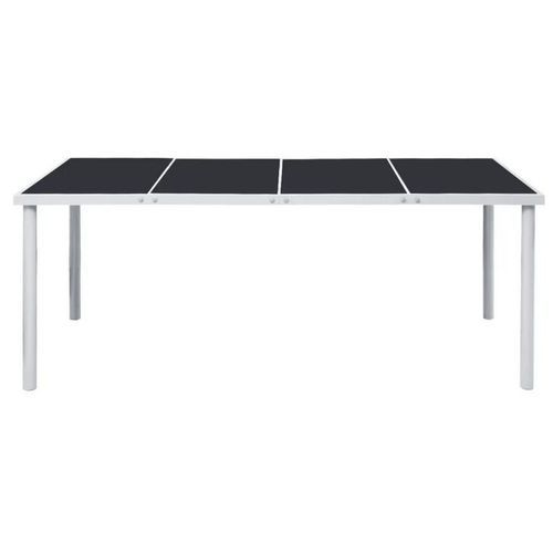 Table de jardin verre noir et pieds métal gris Keera 190 cm - Photo n°2; ?>