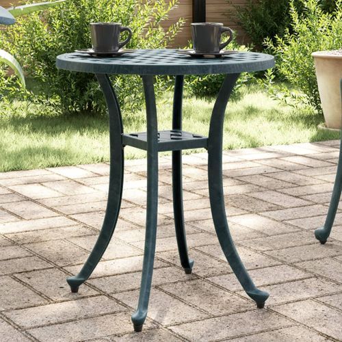 Table de jardin vert Ø48x53 cm aluminium coulé - Photo n°2; ?>