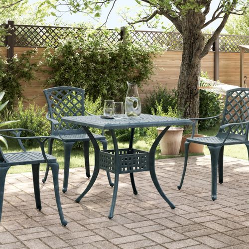 Table de jardin vert 80x80x75 cm aluminium coulé - Photo n°3; ?>