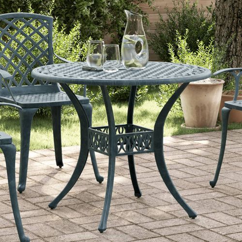 Table de jardin vert Ø90x75 cm aluminium coulé - Photo n°2; ?>